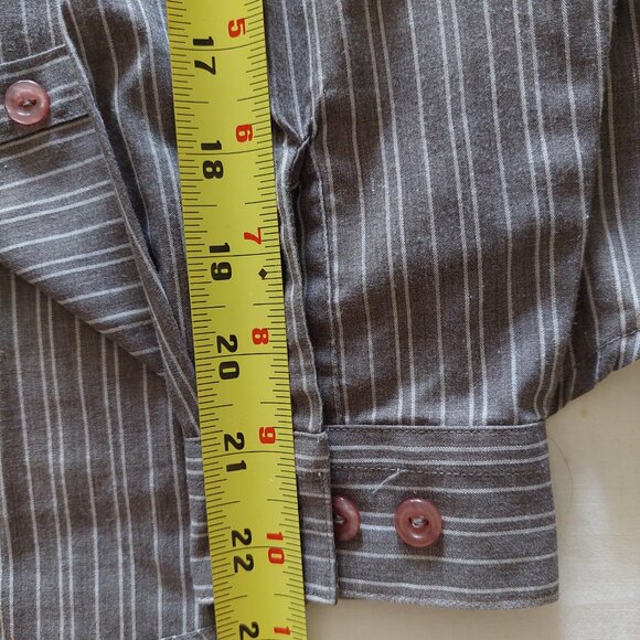 Tabi Brown and White Striped Buttoned Down Long Sleeve Shirt, Size S - Picture 6 of 7